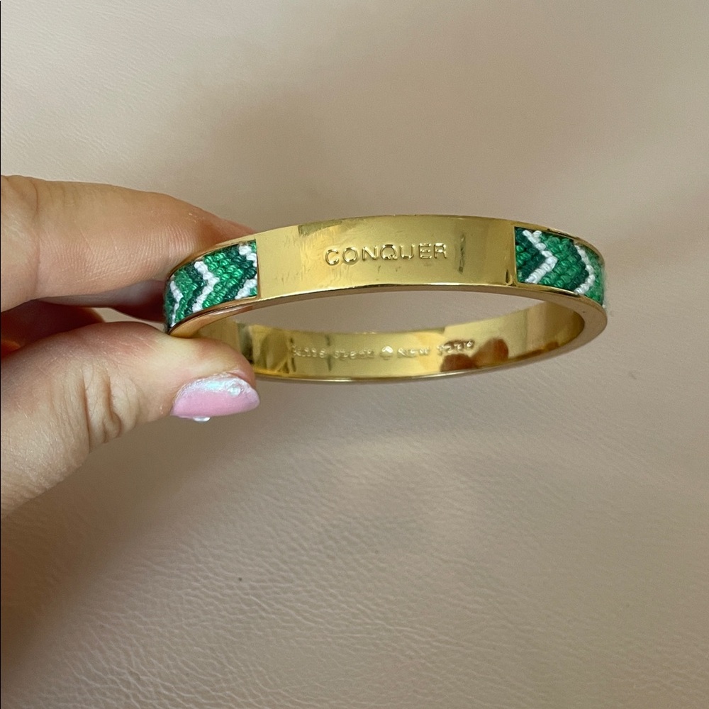 Kate Spade Conquer Gold and Green Bangle Bracelet
